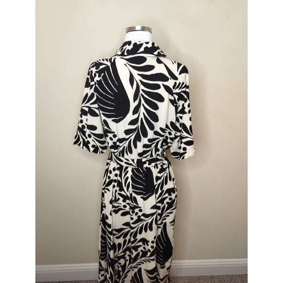 H&M Floral Midi Shirt Dress Belted Short Sleeve - Picture 8 of 9